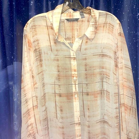 Lisa Rinna long sleeved sheer button down duster/tunic Super super cute! Sz 1X - Picture 2 of 6